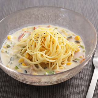 夏野菜の冷製クリームパスタ